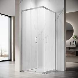 SONNI Duschkabine Eckeinstieg mit Schiebetür,