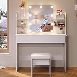 SONNI Große Schminktisch 108cm mit Hocker,