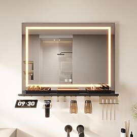 SONNI LED Badspiegel mit Ablage 80x60 cm, Touch