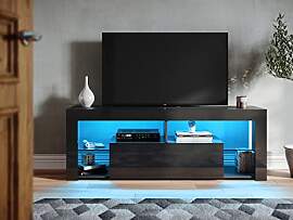 SONNI TV-Schrank, TV Board Schwarz, mit LED