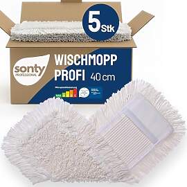 SONTY Profi Wischmopp 40 cm Baumwolle – 5 Stück 