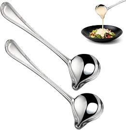 Soßenlöffel Edelstahl 2er Set, mit Ausgießer