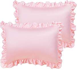 sourcing map Kissenbezug mit Volant Satin