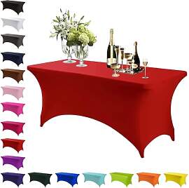 Spandex Stretch Tischdecke Rot,6FT Hohem Elastik