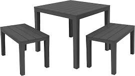 Spetebo Garten Sitzgruppe mit Tisch in Holz Optik