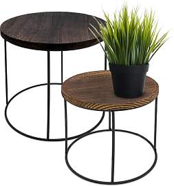 Spetebo Holz Blumenhocker rund - 2er Set -