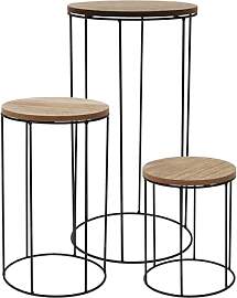 Spetebo Holz Blumenhocker rund 3er Set - Ø 16/18