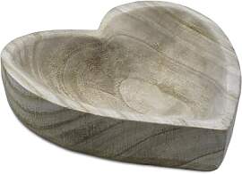 Spetebo Holz Herz Dekoschale natur - 21 cm -