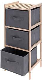 Spetebo Holz Standregal mit 3 Stoff Schubladen -