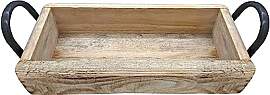 Spetebo Holzschale Ziegelform mit 2 Metall Griffen 