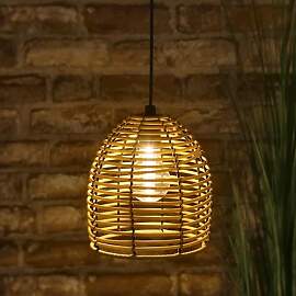 Spetebo LED Hängeleuchte in Rattan Optik für