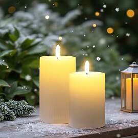 Spetebo LED Stumpenkerze geriffelt 2er Set für