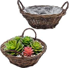 Spetebo Pflanzschale aus Rattan Naturfaser 2er Set 