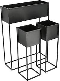 Spetebo Schwarze Metall Blumenständer - 3er Set - 