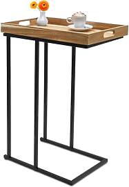 Spetebo Sofa Beistelltisch in C-Form schwarz –