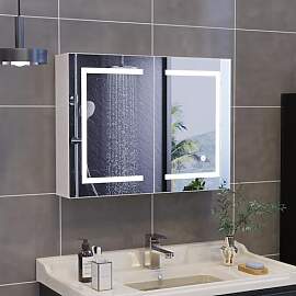 Spiegelschrank Bad mit Beleuchtung 80x13.5x60 cm,
