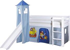 Spielbett "Kasper",aus Kiefer, blau/weiß