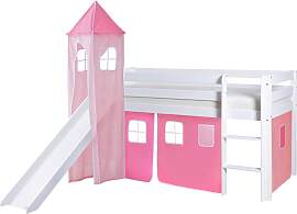 Spielbett Kasper aus Kiefer Rosa/Weiß/Hellrosa