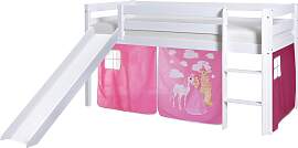 Spielbett "Manuel",aus Kiefer, weiß,pink