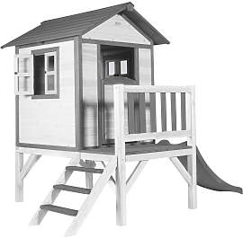 Spielhaus, Grau, Weiß, Holz, Kunststoff,