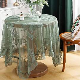 Spitze Tischdecke mit rüschen Rechteckige, Grün
