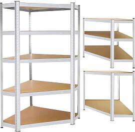 SPRINGOS Metall Eckregal 180x90x40 cm, 5 stabile