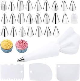 Spritzbeutel und Düsen Set, 29 Stück Kuchen