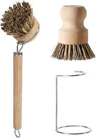 Spülbürste Holz mit 1 Ersatzbürstenkopf und