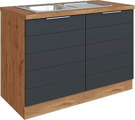 Spülenschrank Florenz ca. 120 cm Grau/Eiche
