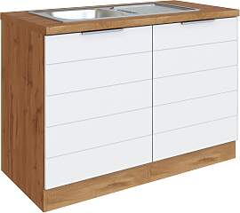 Spülenschrank Florenz ca. 120 cm Weiß/Eiche