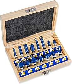 S&R Holzfräser-Set HM 15-tgl., Holzfräs-Bits 