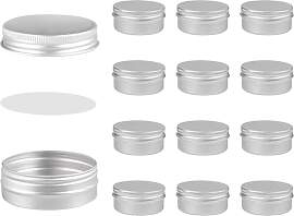 SRTSTR 12 Stück 50ml Aluminium Leer Döschen Rund 