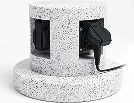 SSC-LUXon BAWI Gartensteckdose Steinoptik mit 4