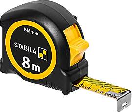Stabila Taschenbandmaß BM 100, 8 m, Maßband mit
