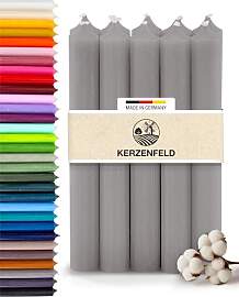 Stabkerzen Grau, 10 Stück, 180mm x 22mm,