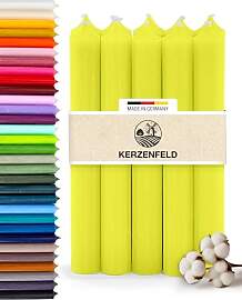 Stabkerzen Neongelb, 10 Stück, 180mm x 22mm,