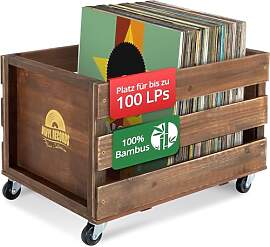 Stagecaptain SPKB-100 BN Bambus Schallplattenkiste 
