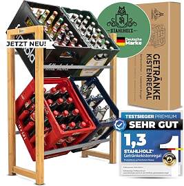 Stahlholz Getränkekistenregal für 4