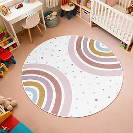 STARUIA Runder Regenbogen-Teppich für