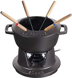 STAUB Fondue Set mit 6 Gabeln, Gusseisen, Rund, 18 