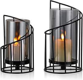 Staymoment Windlicht Schwarz Deko Modern: 2er Set