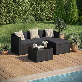 STEELSØN Zethora Rattan Gartenmöbel Set 3-TLG.