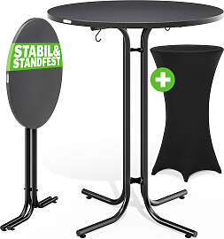 Stehtisch Grau 110x80cm + Stehtischhusse Schwarz