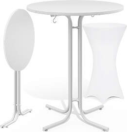 Stehtisch Weiß 110x80cm + Stehtischhusse Weiß