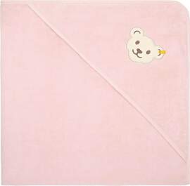 Steiff Kapuzen-Badetuch Frottee Bär 95x100 cm rosa