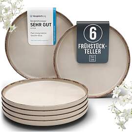 Steingut Frühstücksteller 6 Personen Rustic