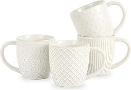 Steingut Tassen Set 4-teilig, 400ml Keramik Becher 