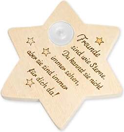 Stern Holz Kerzenhalter mit Spruch Frauen und