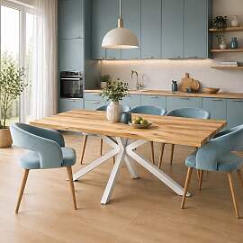 stilsicherer Esstisch 200x100cm Wildeiche geölt,