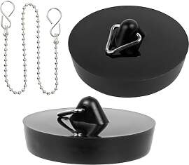 Stöpsel mit Kette, 3 Pack, in Schwarz, Ø 41 auf